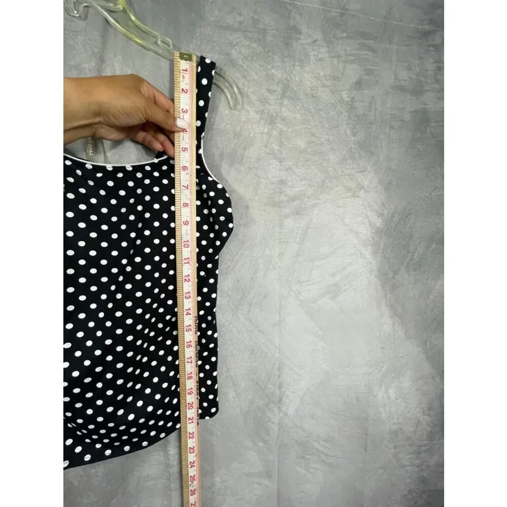 Lands' end women's polka dot tankini size 2 top navy white swimwear scoop neck